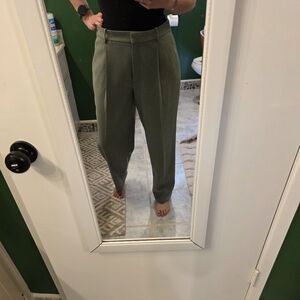 Banana Republic High Rise Straight Pants Women's Size 14 Olive Green Work Trouse